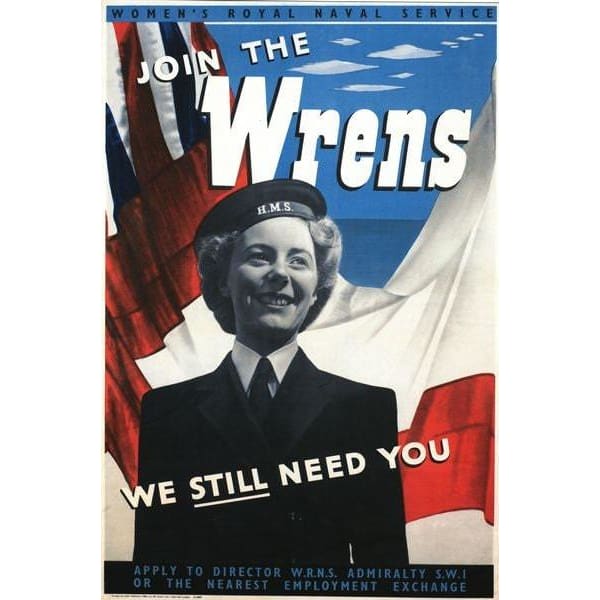 Vintage WW2 Womens Royal Navy Wrens Recruitment Poster 