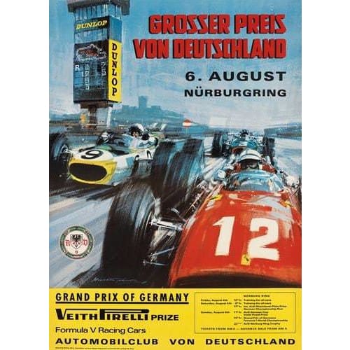 VintageGerman Grand Prix Nurburgring Motor Racing Poster A3 