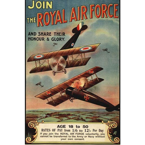 World War One Royal Air Force Recruitment Poster Print A3/A4